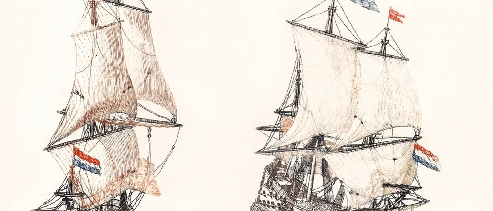 Illustration — Two sailing ships sea Johan